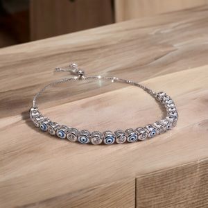 Evil eye sterling silver bracelet